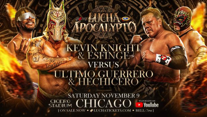 Esfinge y Kevin Knight vs. Hechicero y Último Guerrero MLW Lucha Apocalypto