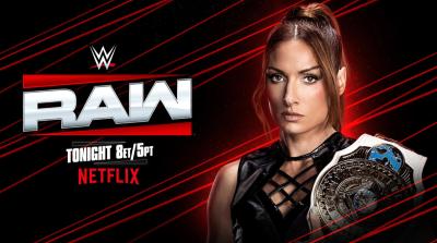 Logo de WWE Raw junto a la superestrella Becky Lynch Logo de WWE Raw junto a la superestrella Becky Lynch