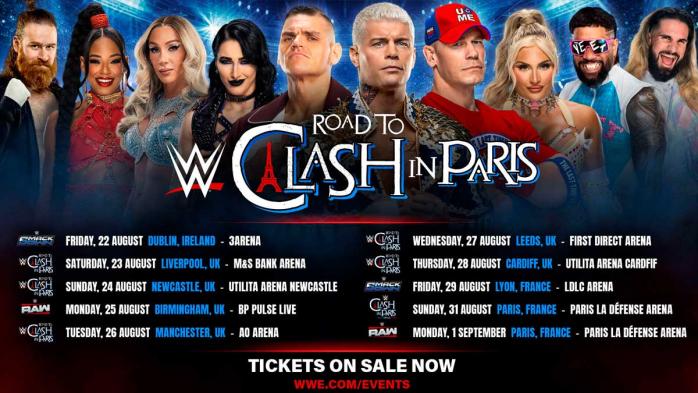 WWE regresa a Europa con paradas en Reino Unido, Gales y el esperado Clash in Paris