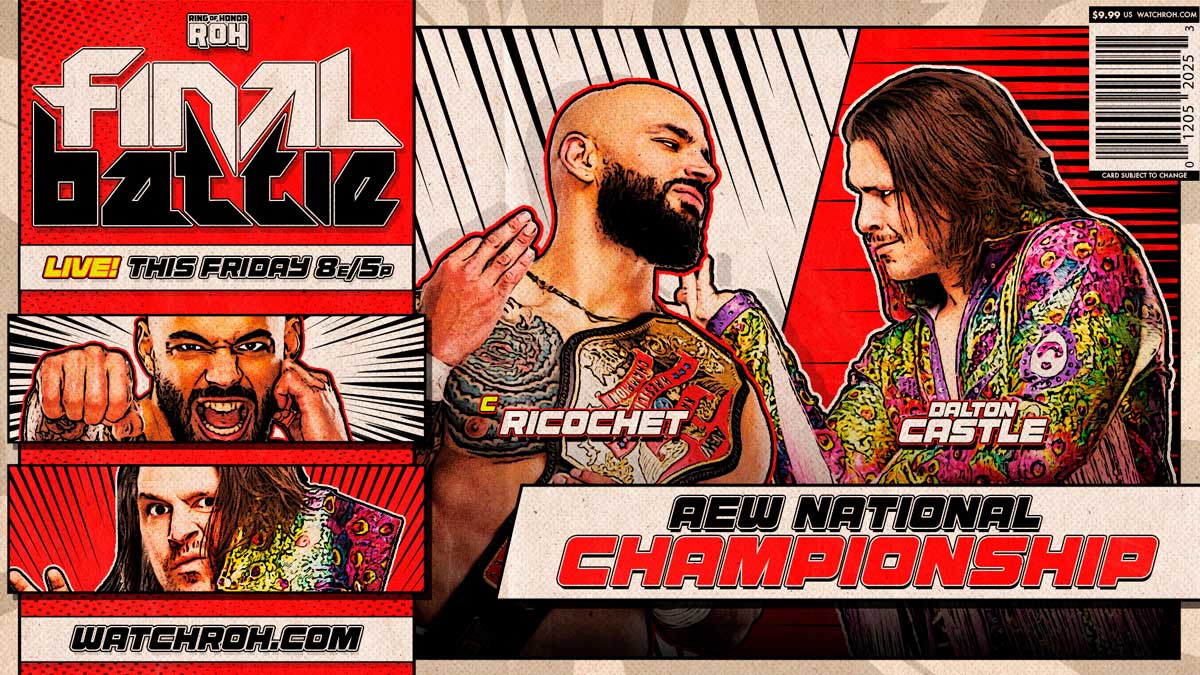 Ricochet defenderá el Campeonato Nacional de AEW en ROH Final Battle