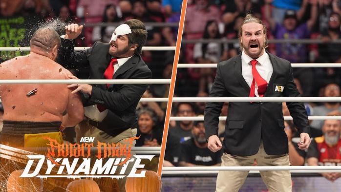 Hangman Adam Page ataca a Samoa Joe en AEW Dynamite Fright Night