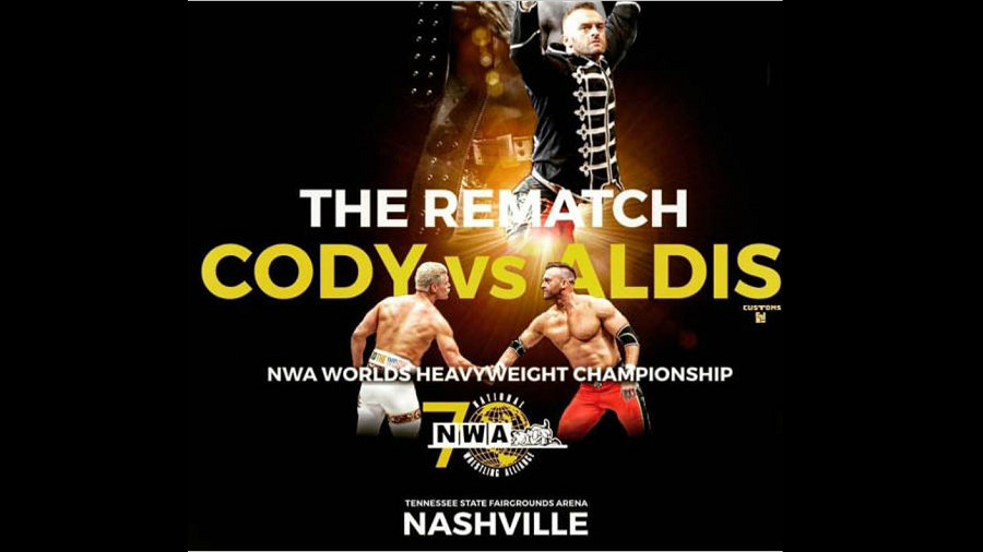 Cody y Nick Aldis se enfrentarán en un combate de dos a tres caídas por el título mundial de NWA