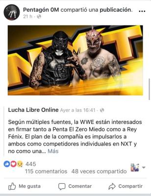 Pentagon Jr. aviva los rumores sobre su contratación por WWE