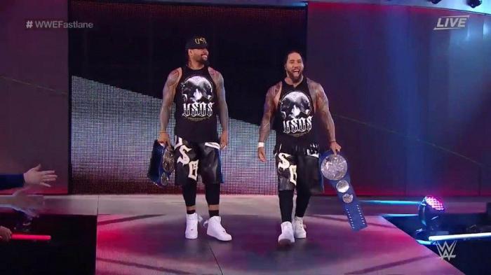 The Usos retienen los Campeonatos en parejas de SmackDown contra The Miz y Shane McMahon en Fastlane